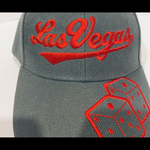 New Las Vegas Baseball Adjustable Hat Dice Embroidered Red Gray Koskash Headwear - Picture 2 of 6
